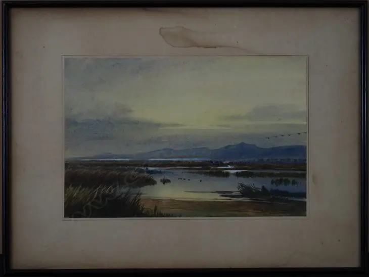 HENRY HUGHES RICHARDSON (UK 1882-1964), MARSH LANDSCAPE, WATERCOLOUR, SIGNED, 370mm x 490mm Image 1++