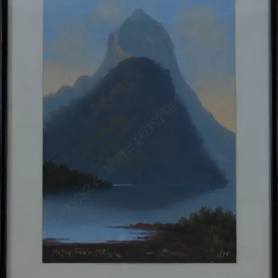 JOHN McINTOSH MADDEN (NZ 1856-1923), MITRE PEAK, PASTEL, INITIALLED, 380mm x 300mm