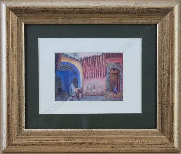 JOHN WEEKS (NZ 1888-1965), COURTYARD IN ALGIERS, PRINT, 90mm x 125mm Image 1++