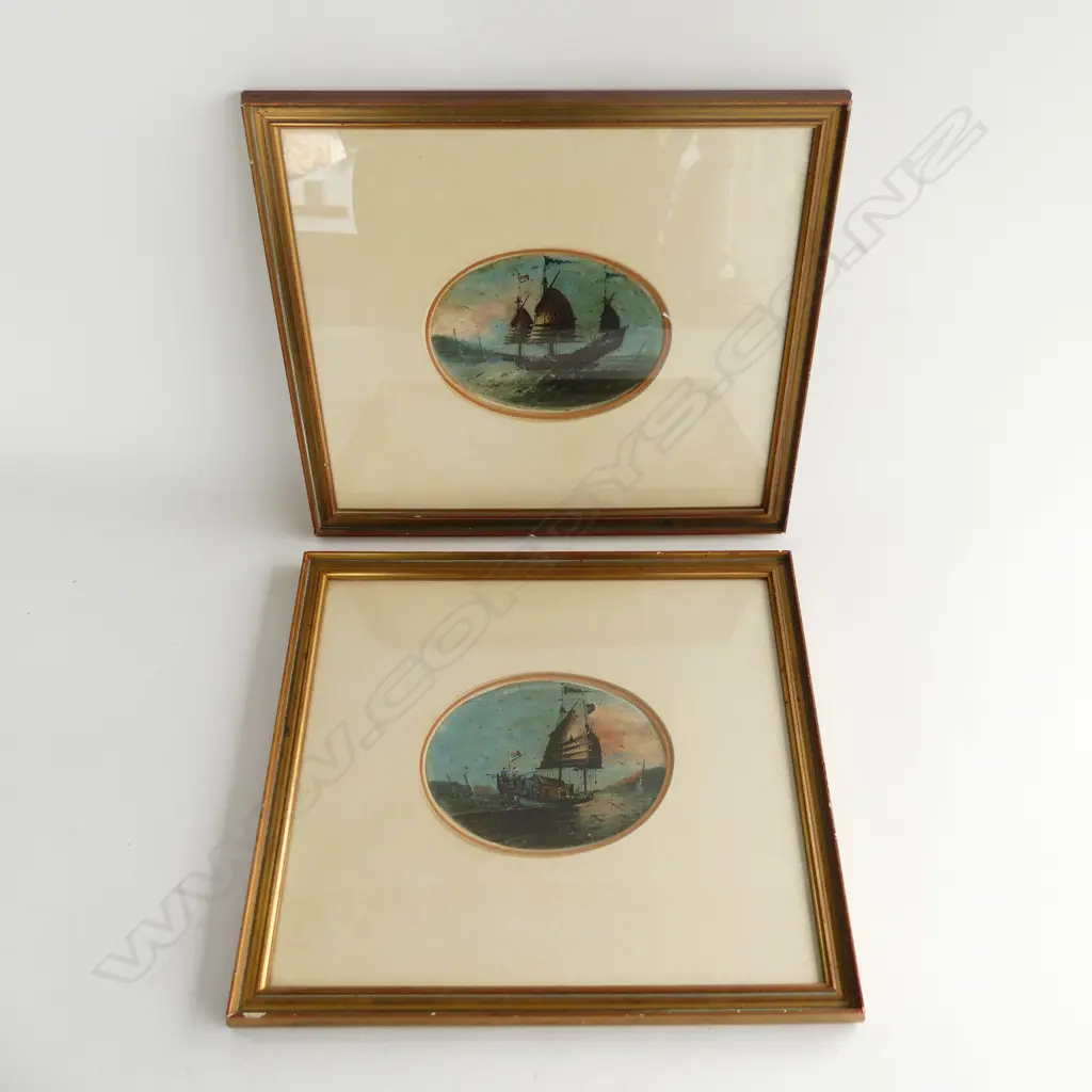 PR CHINESE SCHOOL REPUTEDLY 1870 HONGKONG OIL PAINTINGS labelled verso Image 1++