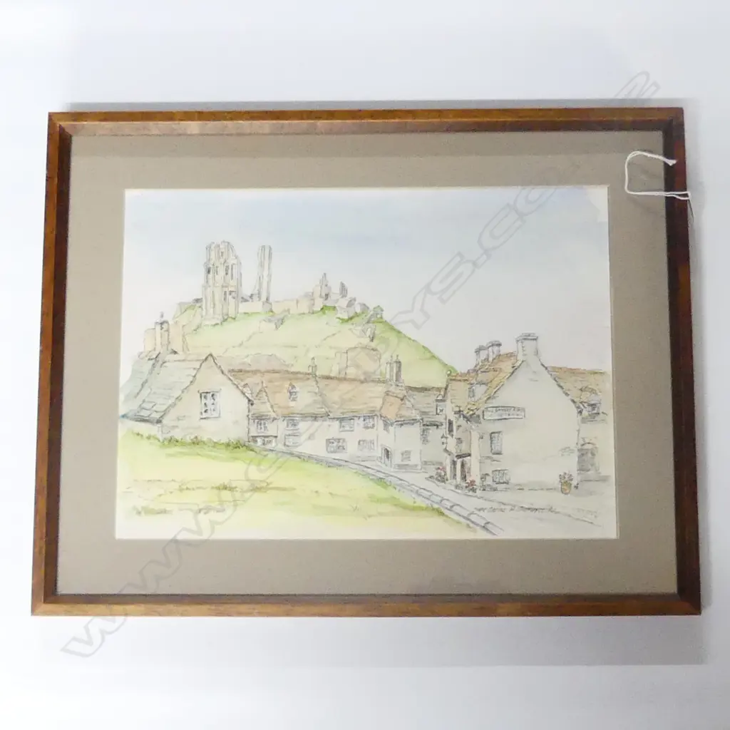 HAND COLOURED ARTWORK 'THE BANKS ARMS HOTEL' CORFE CASTLE 285x400mm Image 1++