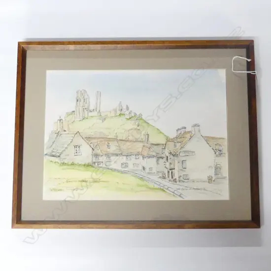 HAND COLOURED ARTWORK 'THE BANKS ARMS HOTEL' CORFE CASTLE 285x400mm