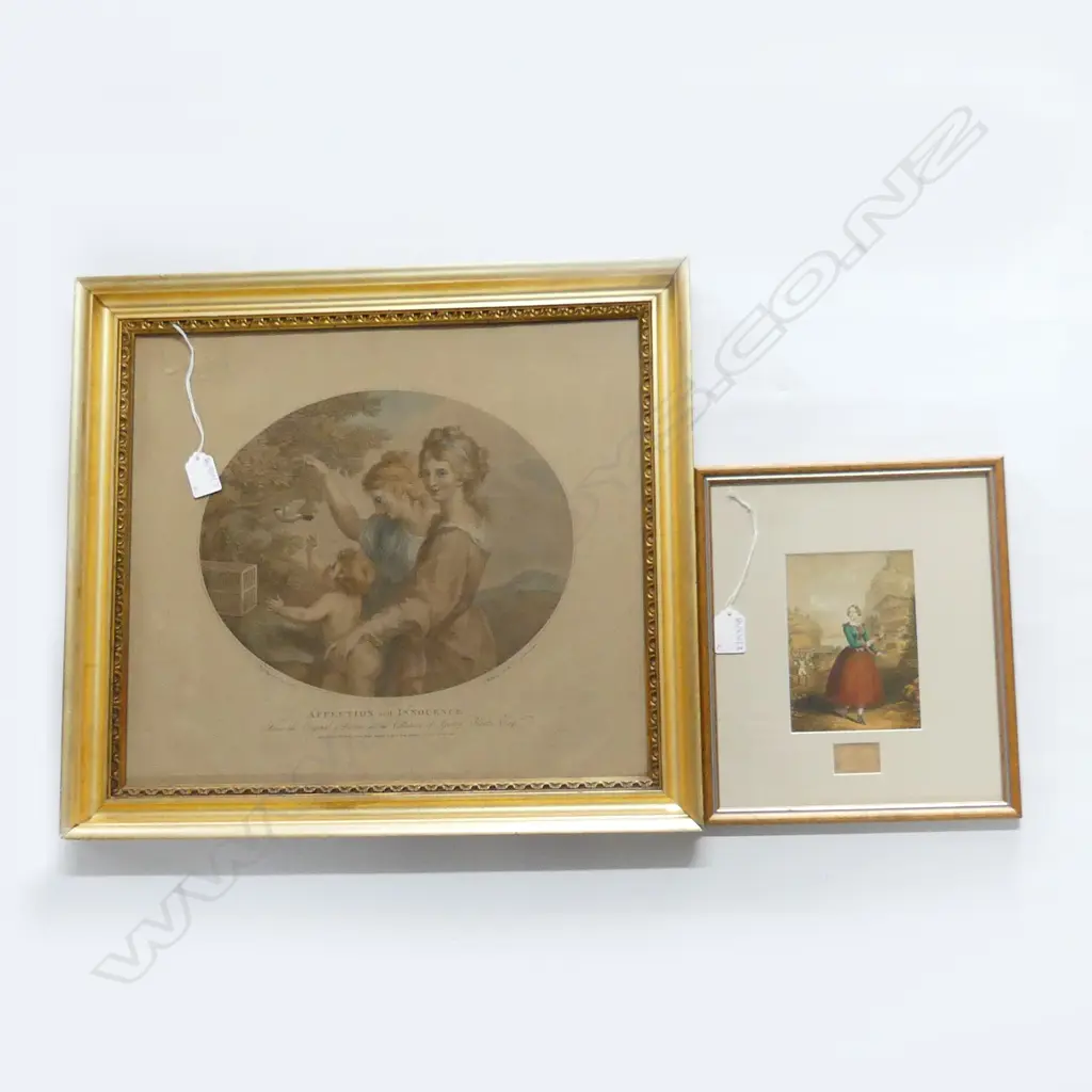 2 PRINTS; BARTOLOZZI 'AFFECTION AND INNOCENCE' 380x430mm GILT FRAME + BAXTER 'JENNY LIND' 140x100mm Image 1++