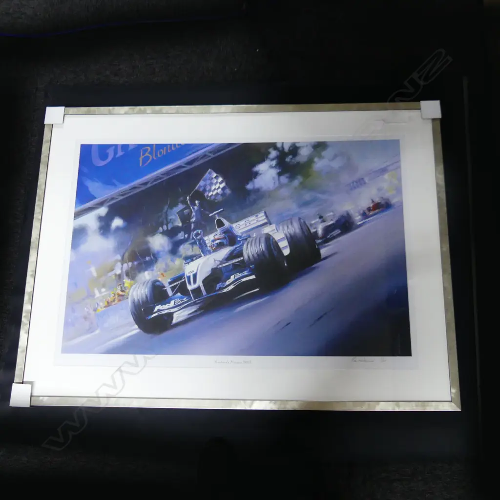 LARGE FRAMED MONTOYA'S MONACO 2003 980 X 680 MM LTD EDITION PRINT 17/150 SIGNED DON PACKWOOD Image 1++