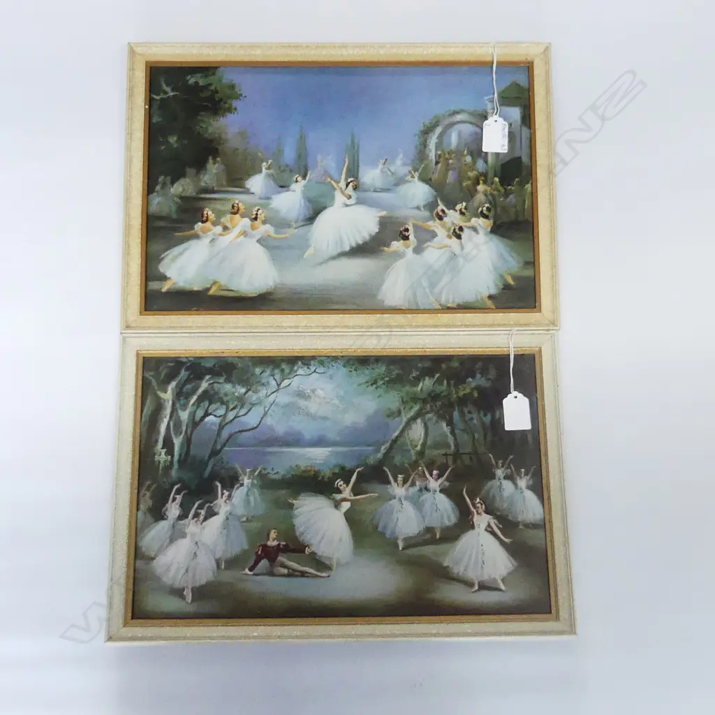 2 RETRO FRAMED BALLET PRINTS; GISELLE & L'AIGION  365 X 240MM Image 1++