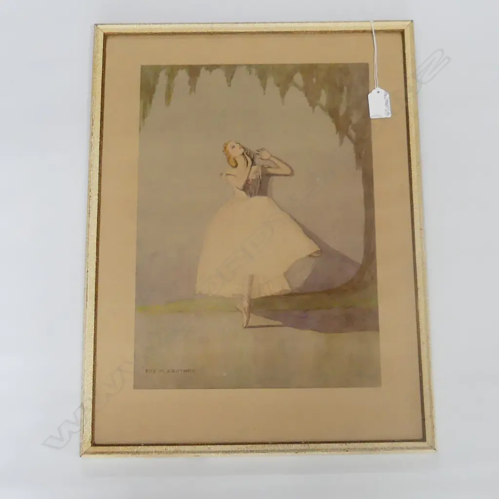 FRAMED BALLET PRINT 'TATIANA RIABOUCHINSKA IN LES SYLPHIDES' BY EVE M.S. GUTHRIE 265 X 375MM Image 1++