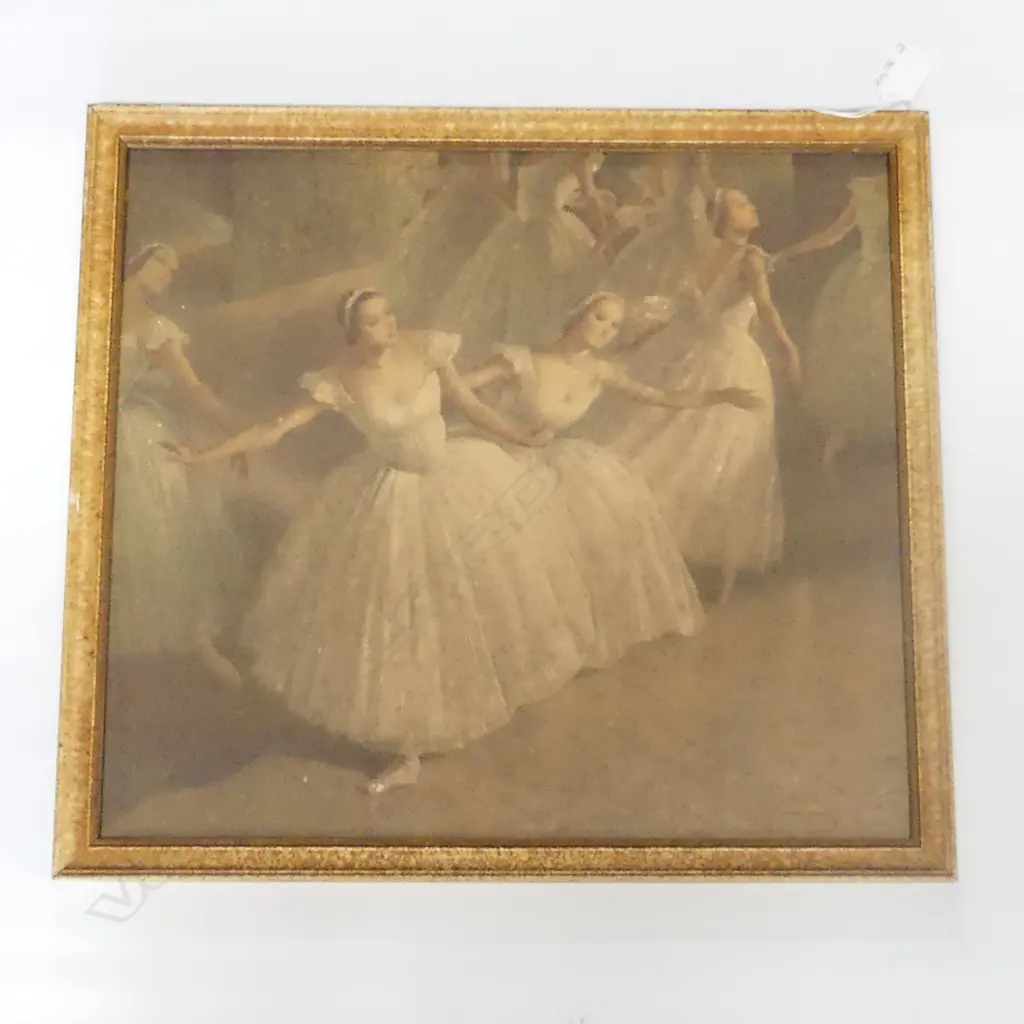 RETRO FRAMED BALLET PRINT; LES SLYPHIDES BY DARYL LINDSAY 390 X 360MM Image 1++