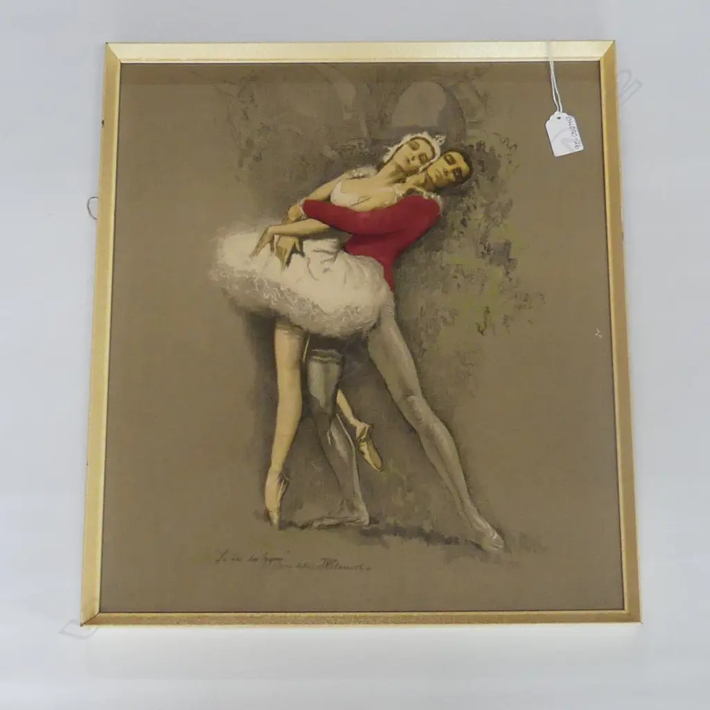 RETRO FRAMED BALLET PRINT; SCENE FROM SWAN LAKE 390 X 450MM Image 1++