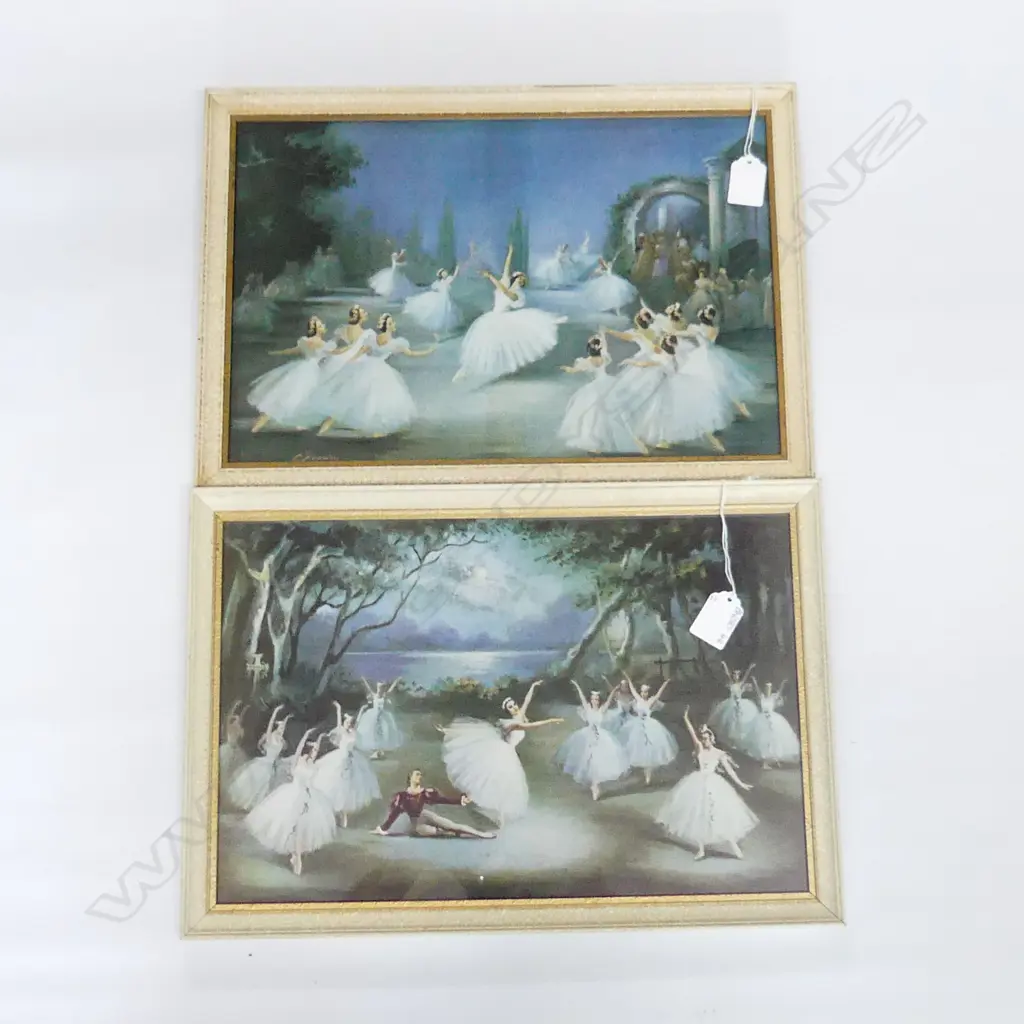 2 RETRO FRAMED BALLET PRINTS; GISELLE & L'AIGION 365 X 240MM Image 1++