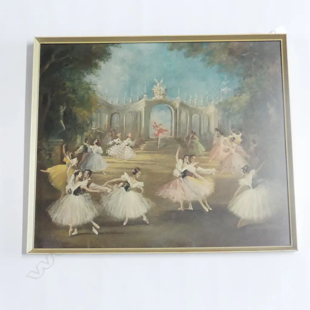 RETRO FRAMED CARLOTTA EDWARDS BALLET PRINT 'PRINTEMPS A VIENNE' 540 X 460MM Image 1++