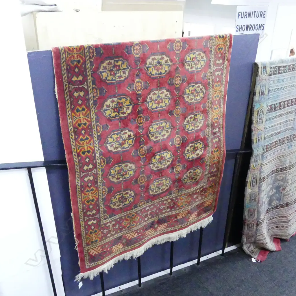 MACHINE KNOTTED RED & GOLD RUG 1500x900mm Image 1++