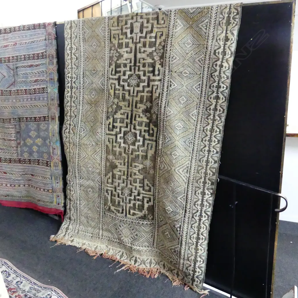 BROWN FLAT WEAVE RUG SOME WEAR 2400x1330mm Image 1++