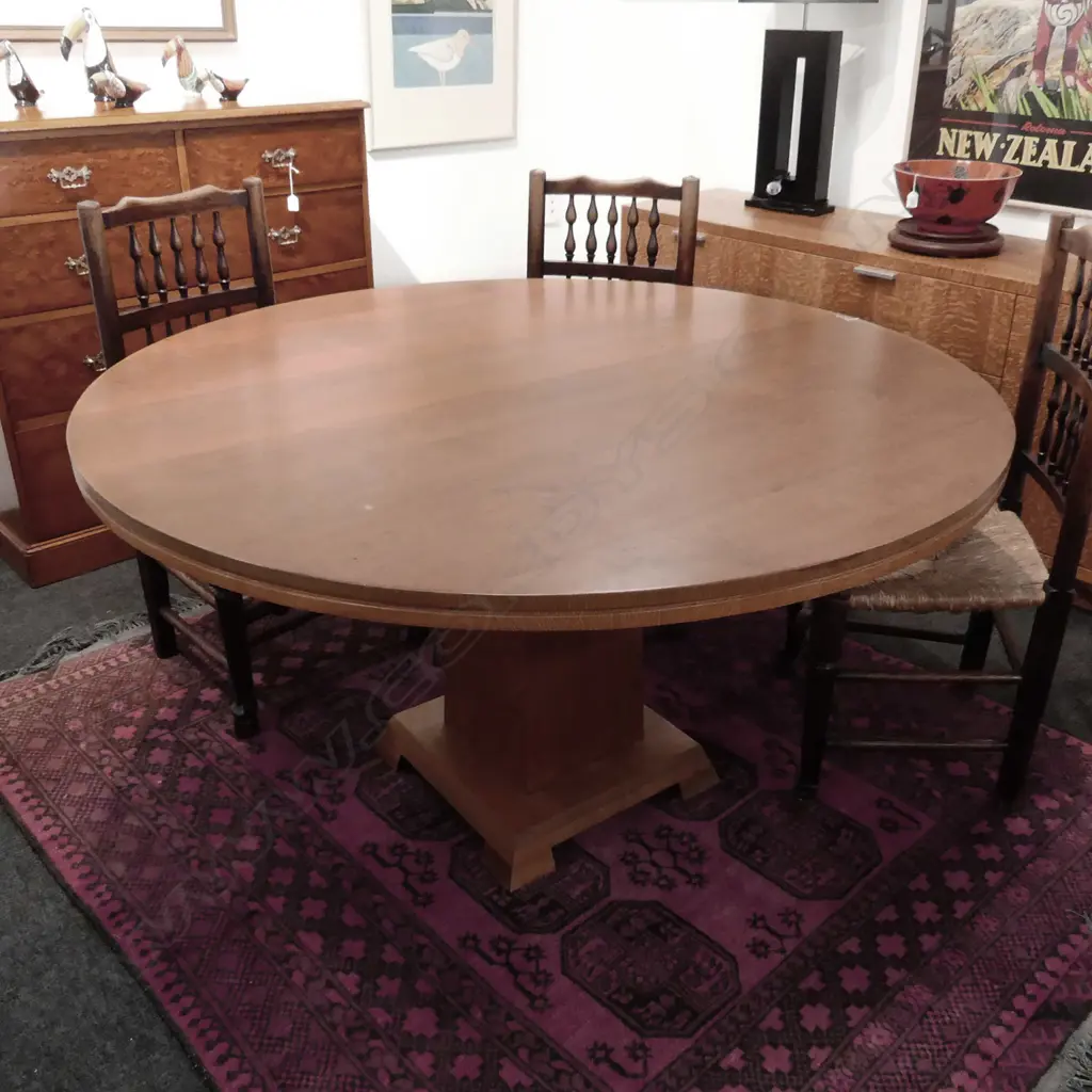 HUBERT FEHNKER 'ULTIMATE LIVING' AMERICAN OAK CRAFTSMAN STYLE TABLE 1400mm dia / H.765mm Image 1++