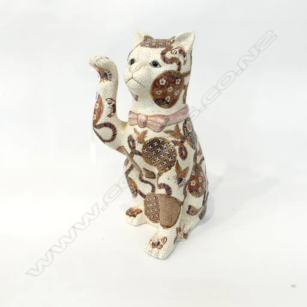 OLD 'Made in China' SATSUMA CERAMIC CAT H.320mm  OLD LABELS TO BASE Image 1++