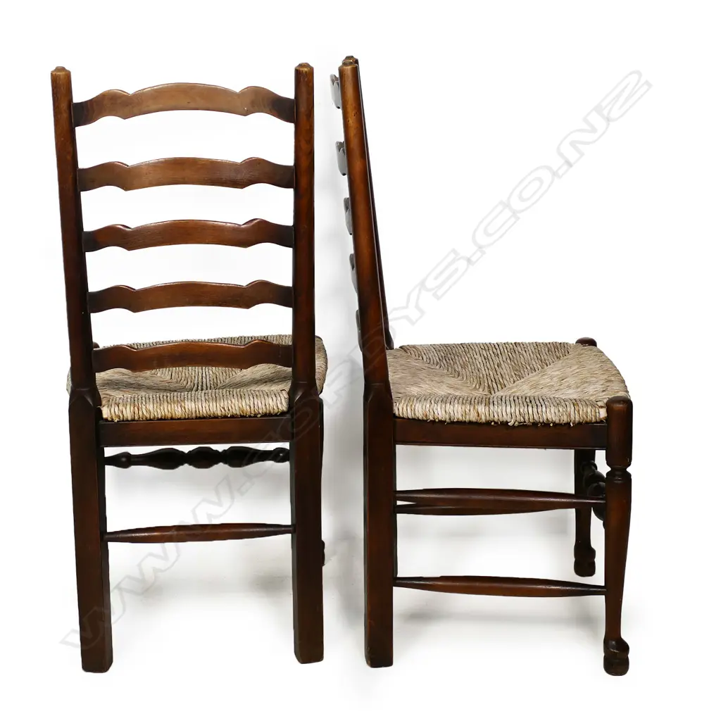 2 RUSH SEATED LADDER BACK CHAIRS Image 1++