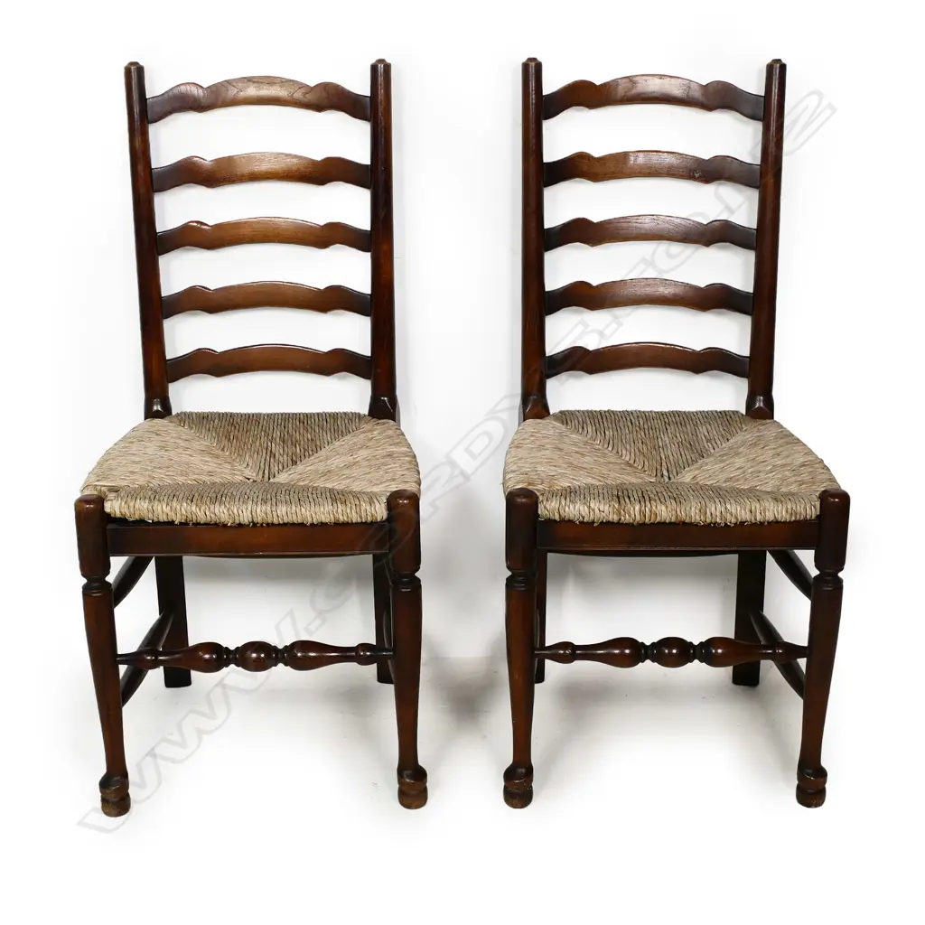 2 RUSH SEATED LADDER BACK CHAIRS Image 1++
