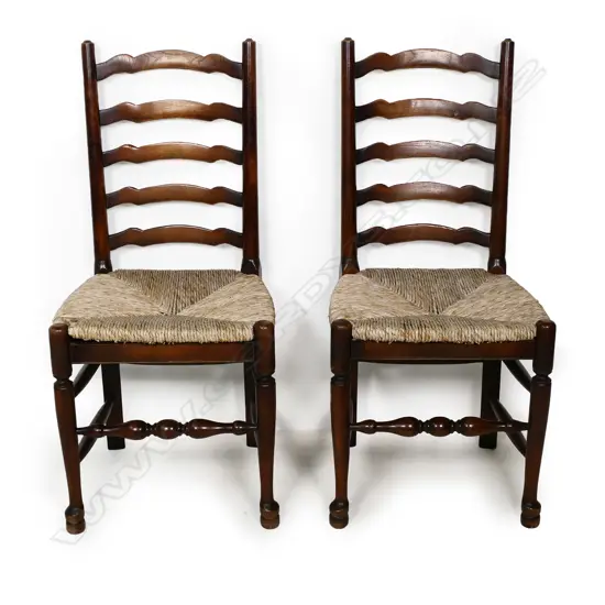 2 RUSH SEATED LADDER BACK CHAIRS