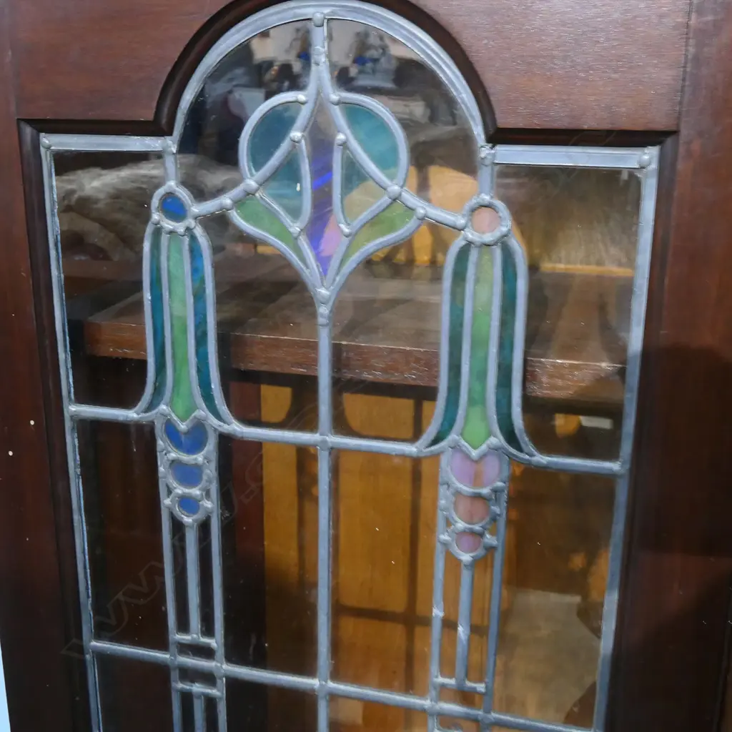 DECO BREAKFRONT LEADLIGHT 3 DOOR CABINET 1420x365x1195mm Image 1++