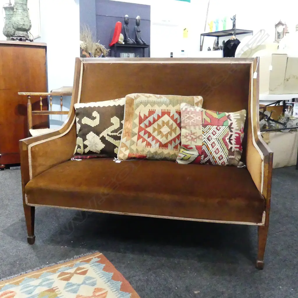 VINTAGE HIGH BACK SOFA IN BROWN VELVET 1200x660x1000mm Image 1++