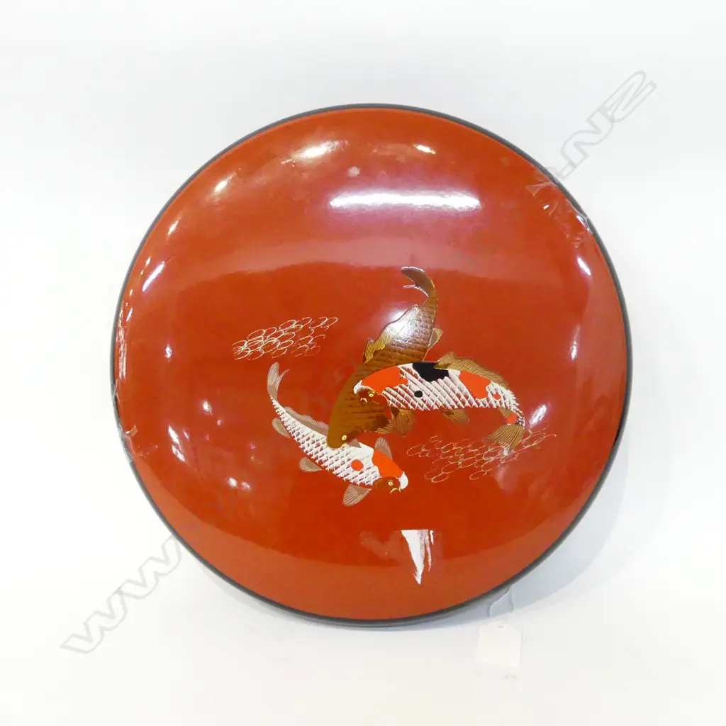 LACQUERED JAPANESE LIDDED CONTAINER 310mm dia Image 1++