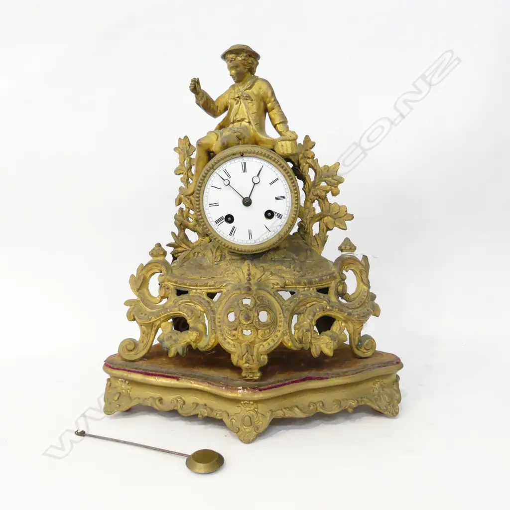 ANTIQUE EUROPEAN ORMOLU CLOCK H.360mm W.305mm FAULTS Image 1++