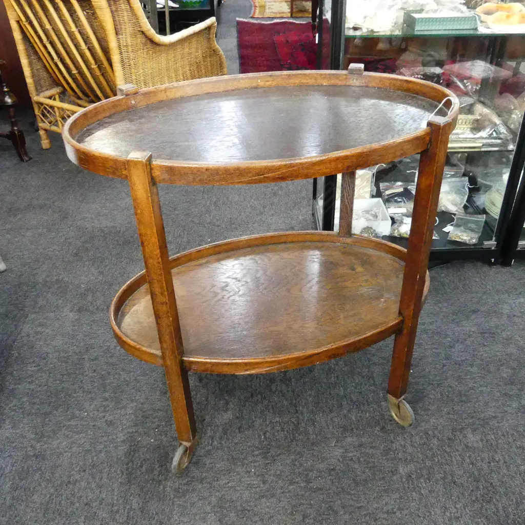 OVAL OAK DRINKS TROLLEY L. 730 X 540MM Image 1++