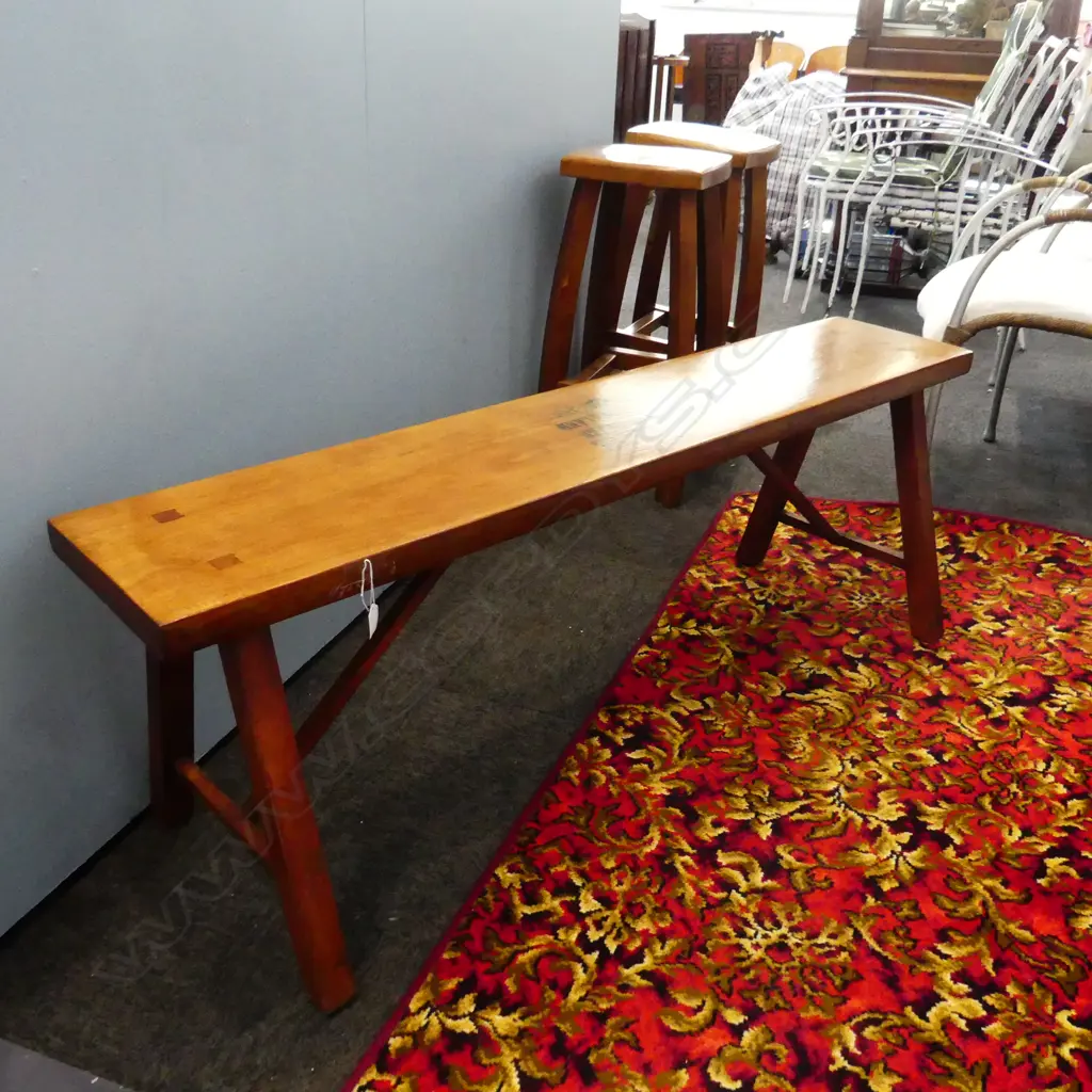 WOODEN BENCH w. 'MILNE & CHOYCE' STENCIL L.1430mm Image 1++