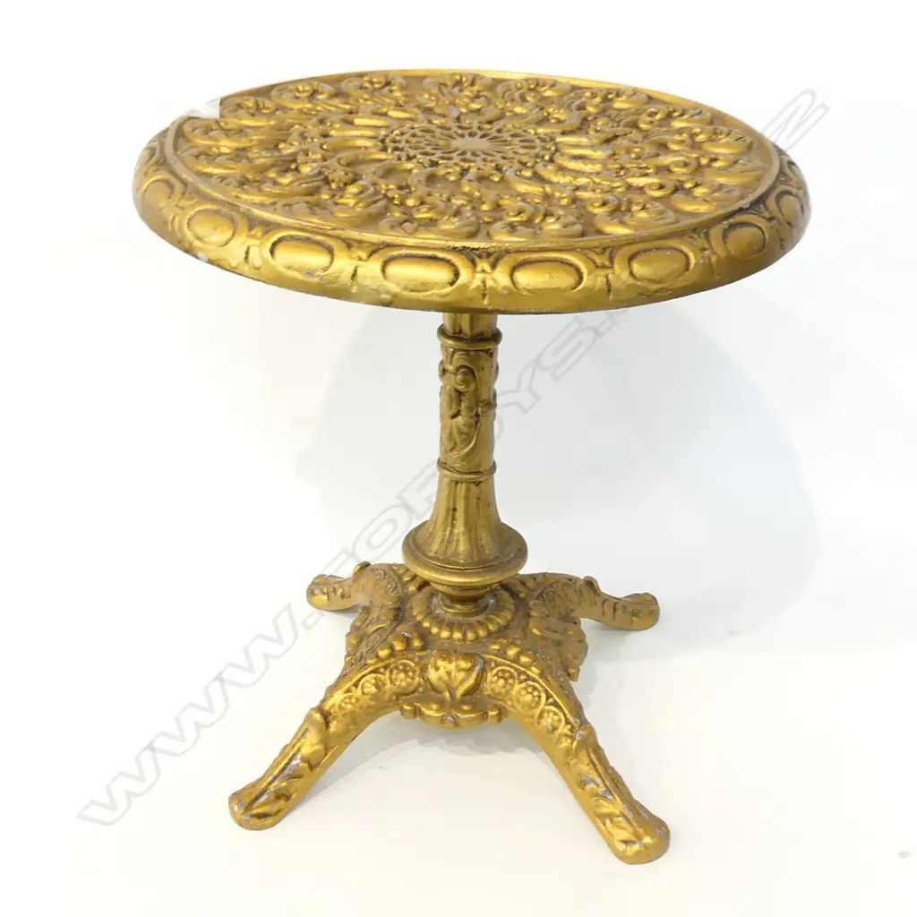 SMALL CAST METAL GOLD PAINTED WINE TABLE H.350mm Image 1++
