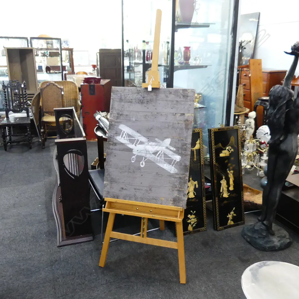 KAURI EASEL + PLANE PAINTING ON BOARDS 800x600mm / H.1900mm Image 1++