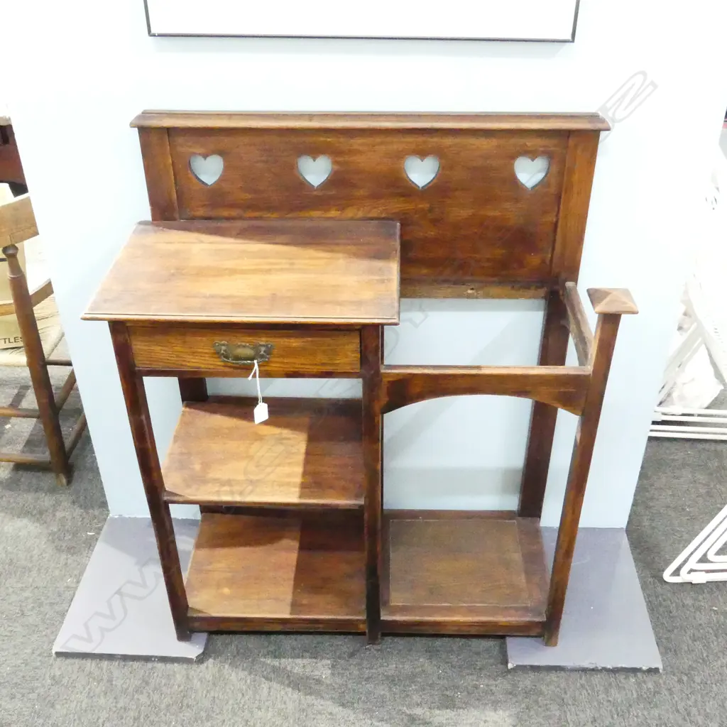 OAK ARTS & CRAFTS HALL STAND 785x330x980mm Image 1++