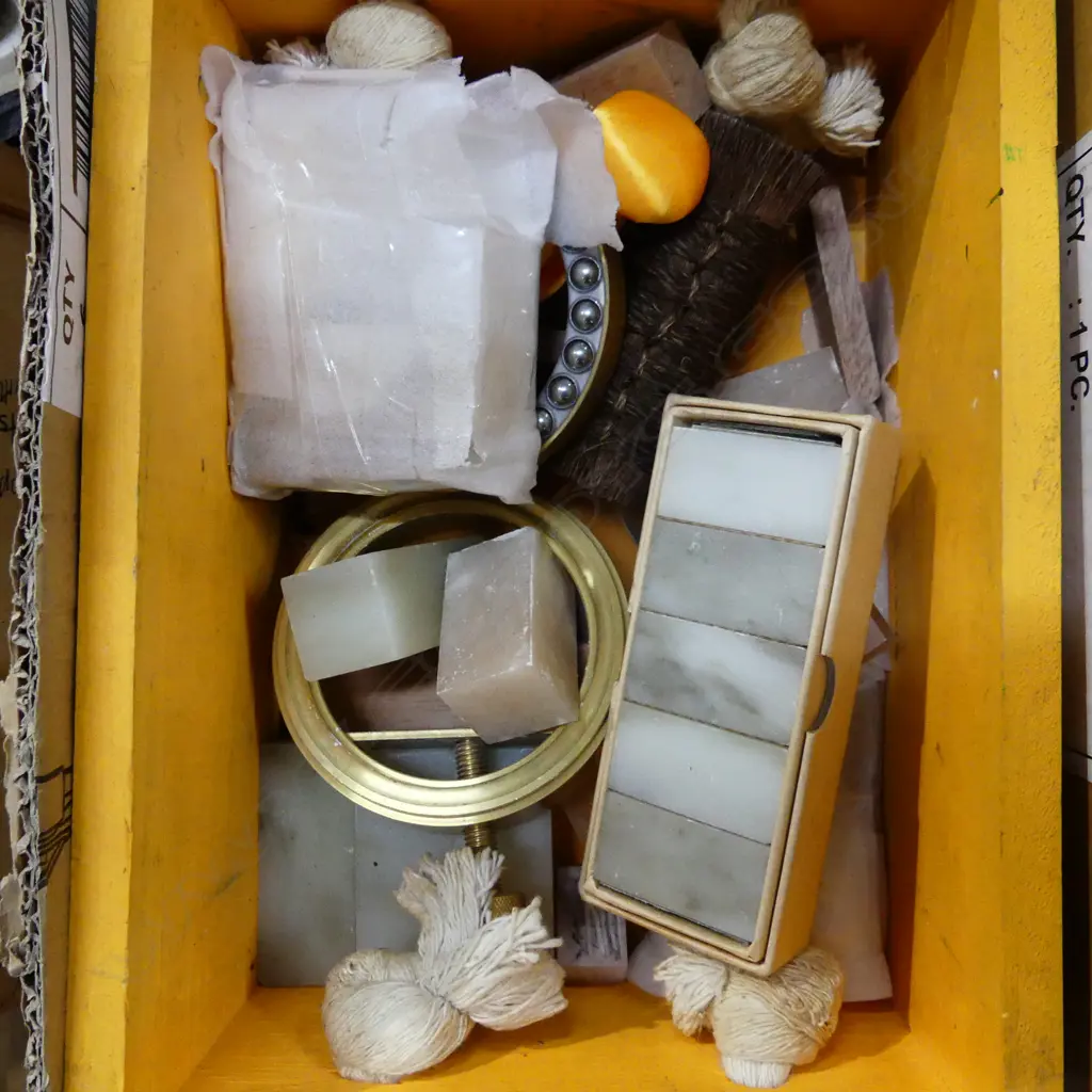 UNMARKED CHINESE CALLIGRAPHY CHOP SEAL STONES ETC YELLOW BOX Image 1++