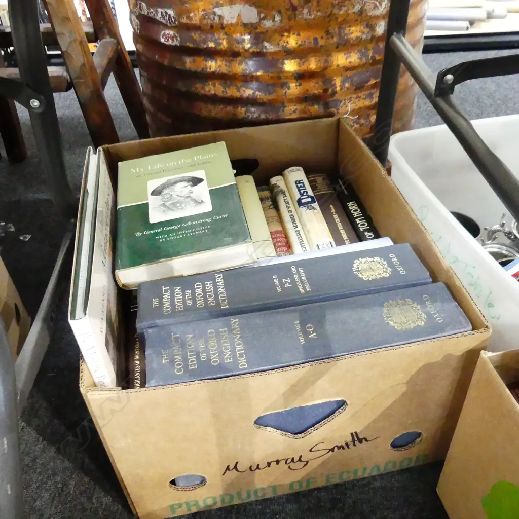 BOX LOT ASST. BOOKS; AMERICAN WILD WEST, OXFORD ENGLISH DICTIONARIES Image 1++