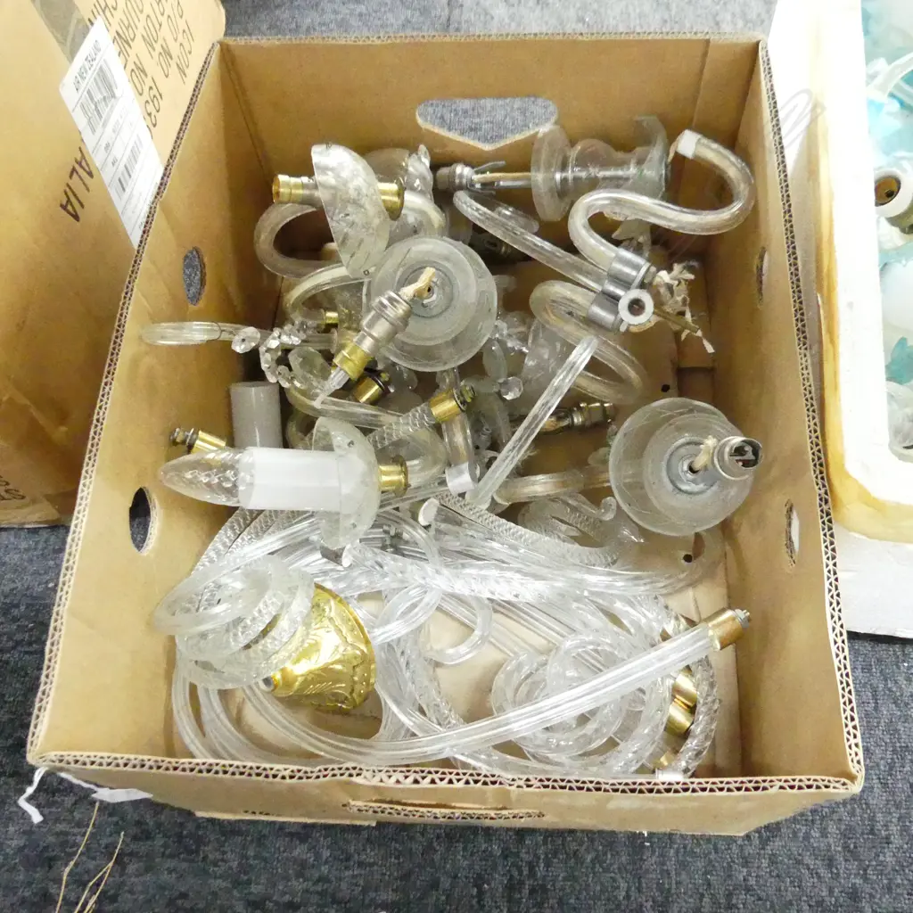 BOX LOT ASST. CHANDELIER FITTINGS Image 1++