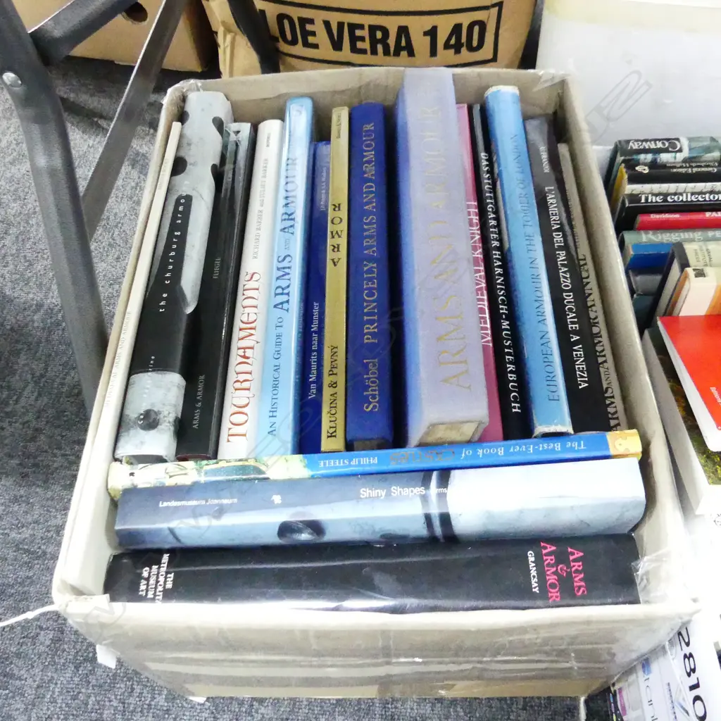 BOX LOT ASST. BOOKS; MEDIEVAL ARMOUR ETC Image 1++
