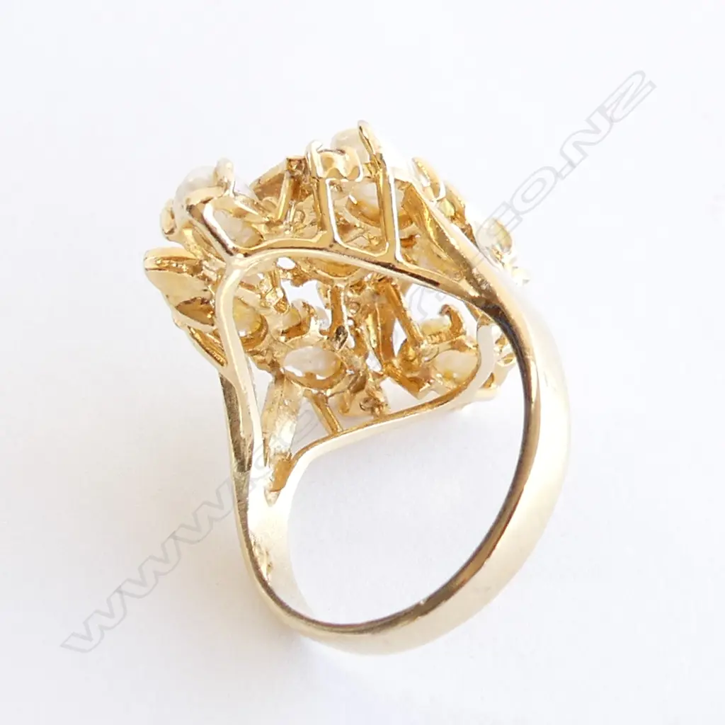 GOLD PLATE & MULTI PEARL FANCY RING SIZE L 1/2 Image 1++