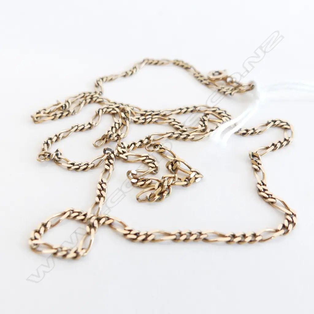 9CT FLAT CURB & RAIL LINK NECK CHAIN 4.46gm. L.490mm Image 1++