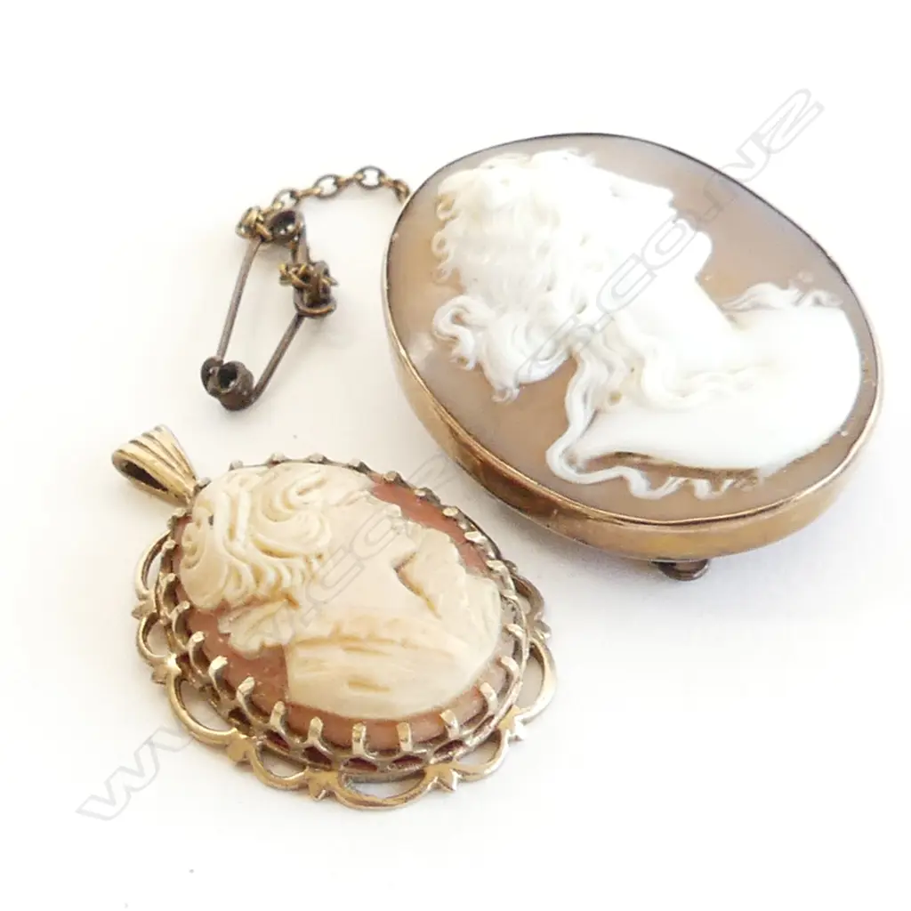 2 9CT GOLD & CAMEO PENDANTS  Image 1++
