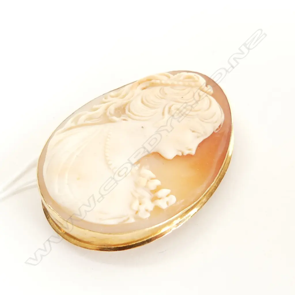 9CT GOLD MOUNTED CAMEO 47 x 34MM  11.3GM Image 1++