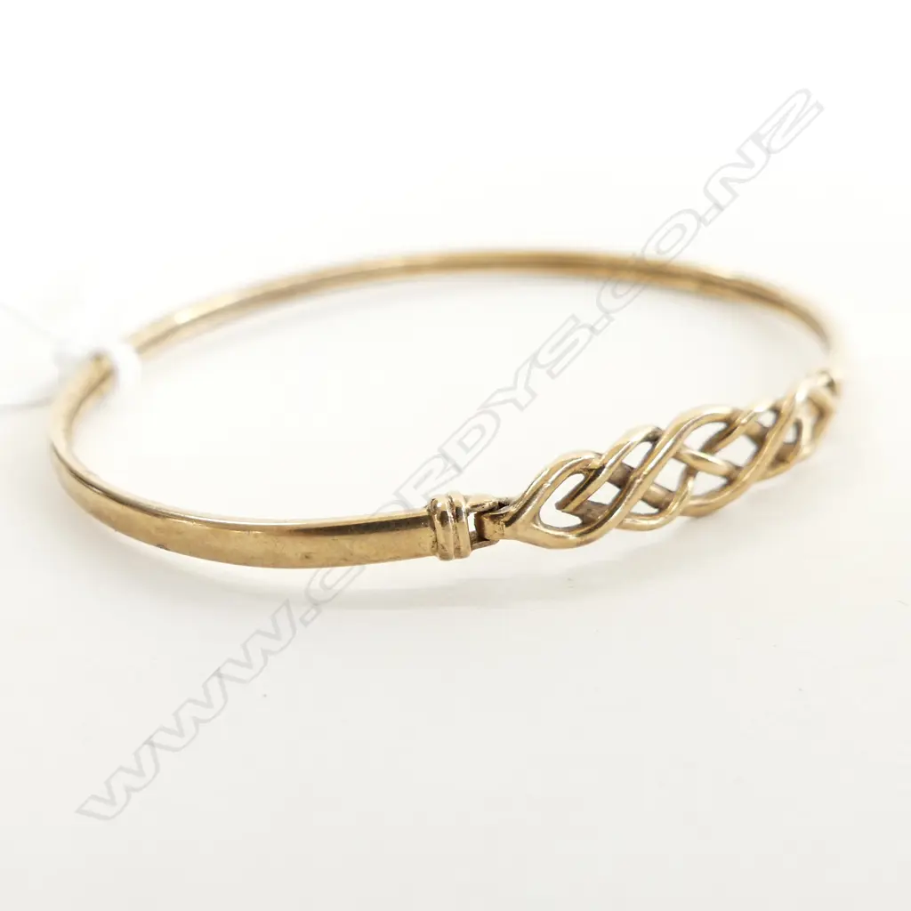 9CT GOLD CELTIC KNOT CLIP BANGLE 5GMS Image 1++