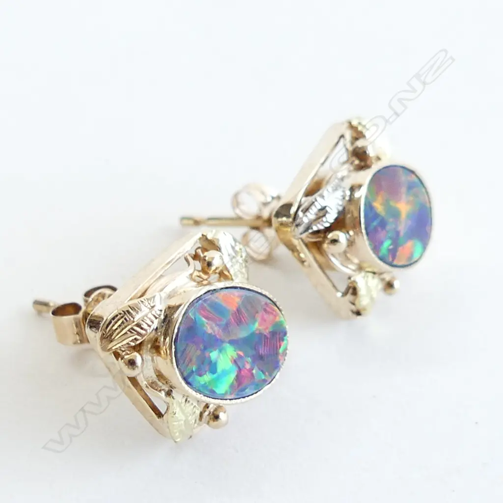 PR ESTATE OPAL DOUBLET STUD EARRINGS 2.6GMS  Image 1++