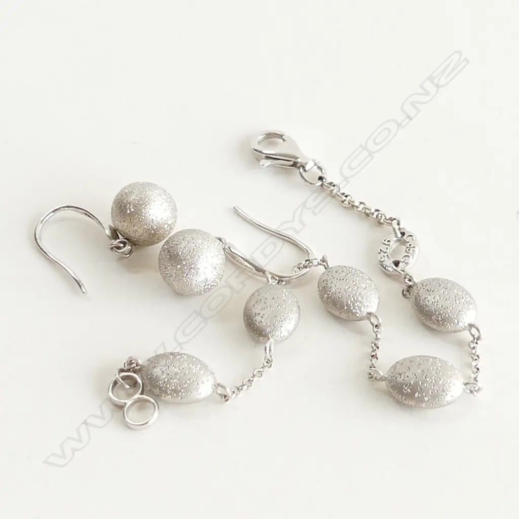 925 SILVER BRACELET & EARRINGS SET 11.4 GRAMS Image 1++