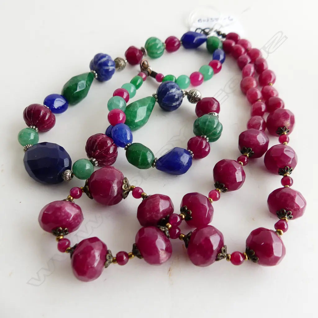 2 GEMSTONE BEAD NECKLACES  Image 1++