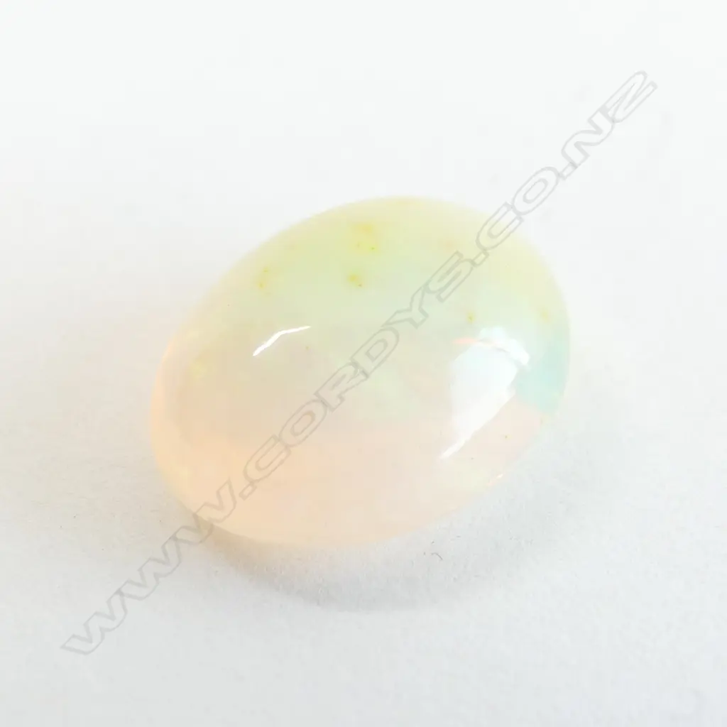 NATURAL OPAL, OVAL CABOCHON, WHITE WITH PLAY OF COLOUR, WITH AIG CERTIFICATE Image 1++