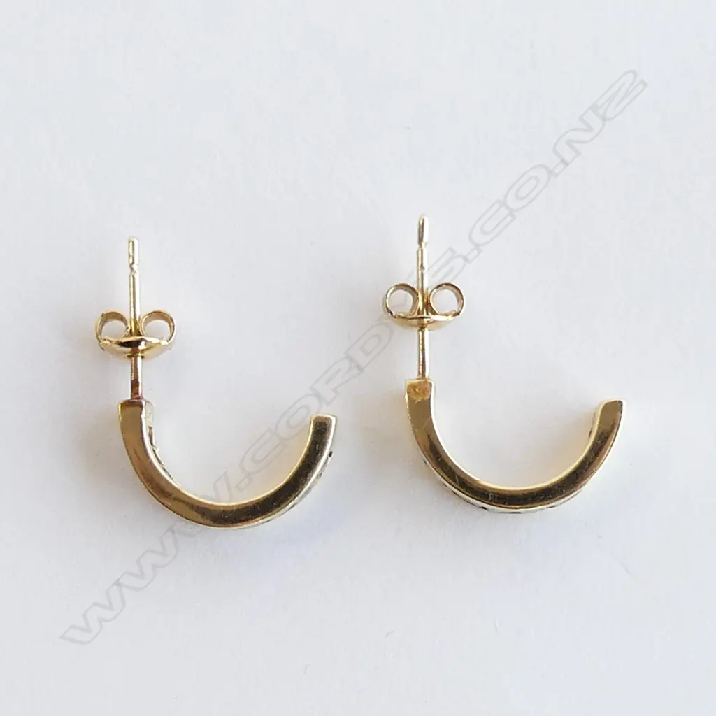 14CT GOLD & SAPPHIRE HOOP EARRINGS 2.8GMS Image 1++