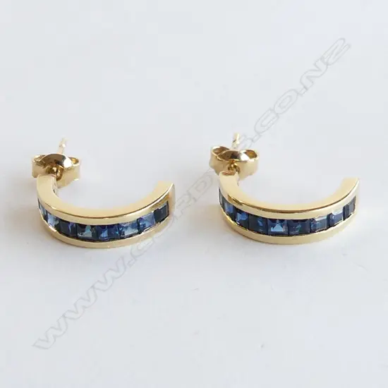 14CT GOLD & SAPPHIRE HOOP EARRINGS 2.8GMS