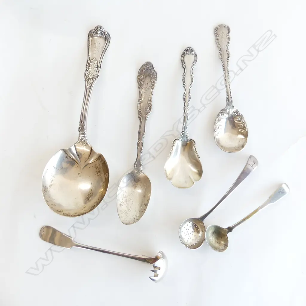 7 ASST STG SILVER PCS; SERVING SPOON, SM SPOONS & LADLES ETC..226 GMS Image 1++