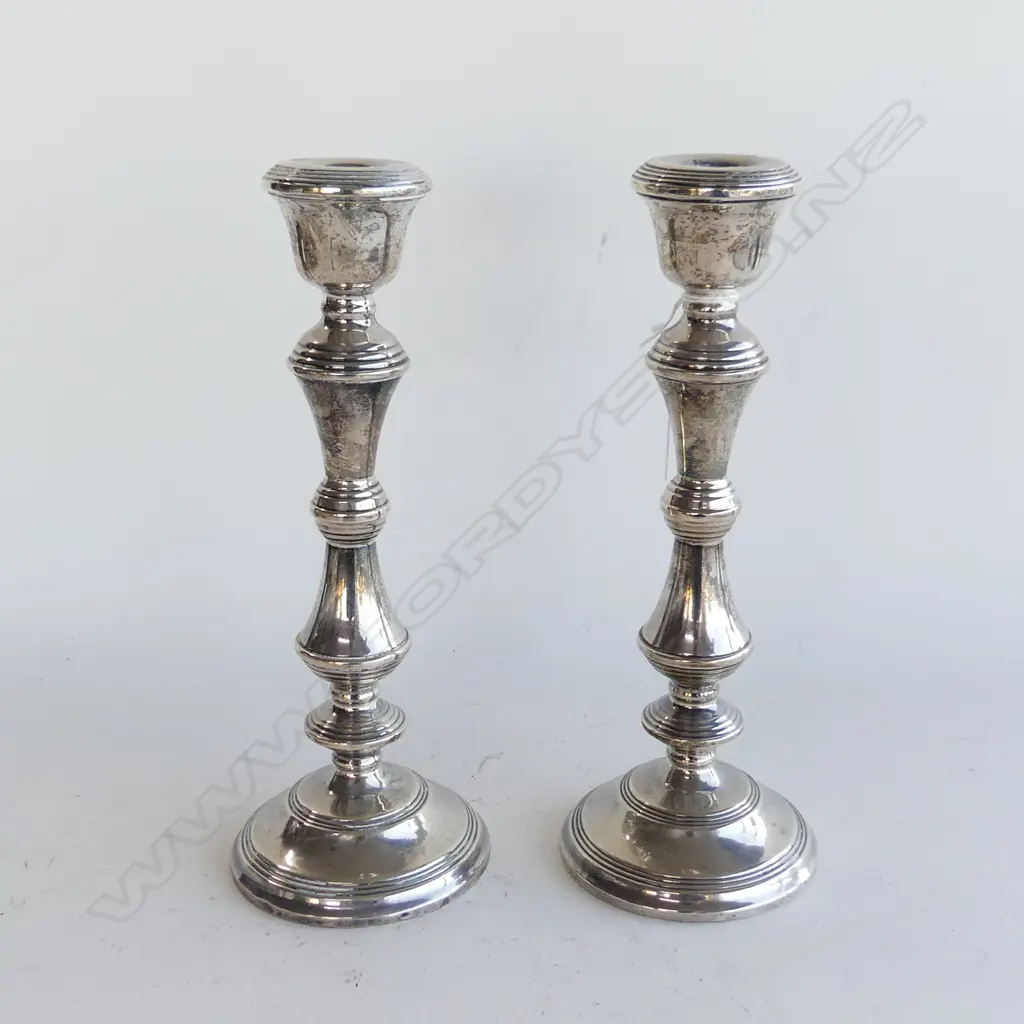 PR TALL SILVER COLUMN CANDLESTICKS Birmingham 1966 H.265mm. 'Filled' Image 1++