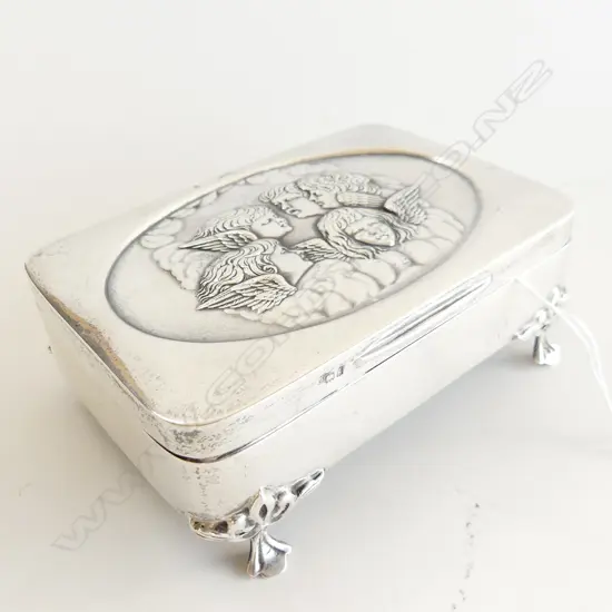 STG SILVER BOX w. REYNOLD ANGELS B'HAM 1906 120x85mm 135 GRAMS