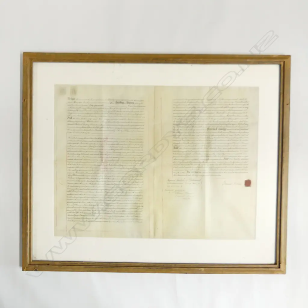 FRAMED DOUBLE SIDED INDENTURE - WANDSWORTH LONDON 1906 460x620mm Image 1++