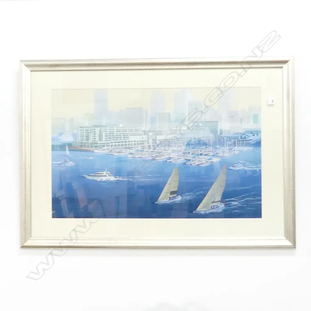 COLIN ALLEN ACRYLIC AUCKLAND WATERFRONT SIGNED 485x780mm Image 1++